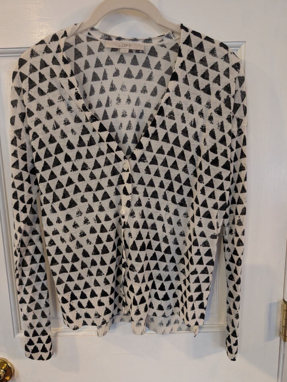 Loft Lightweight Cardigan Black and White Graphic Size Med